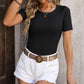 Round Neck Short Sleeve Knit Top