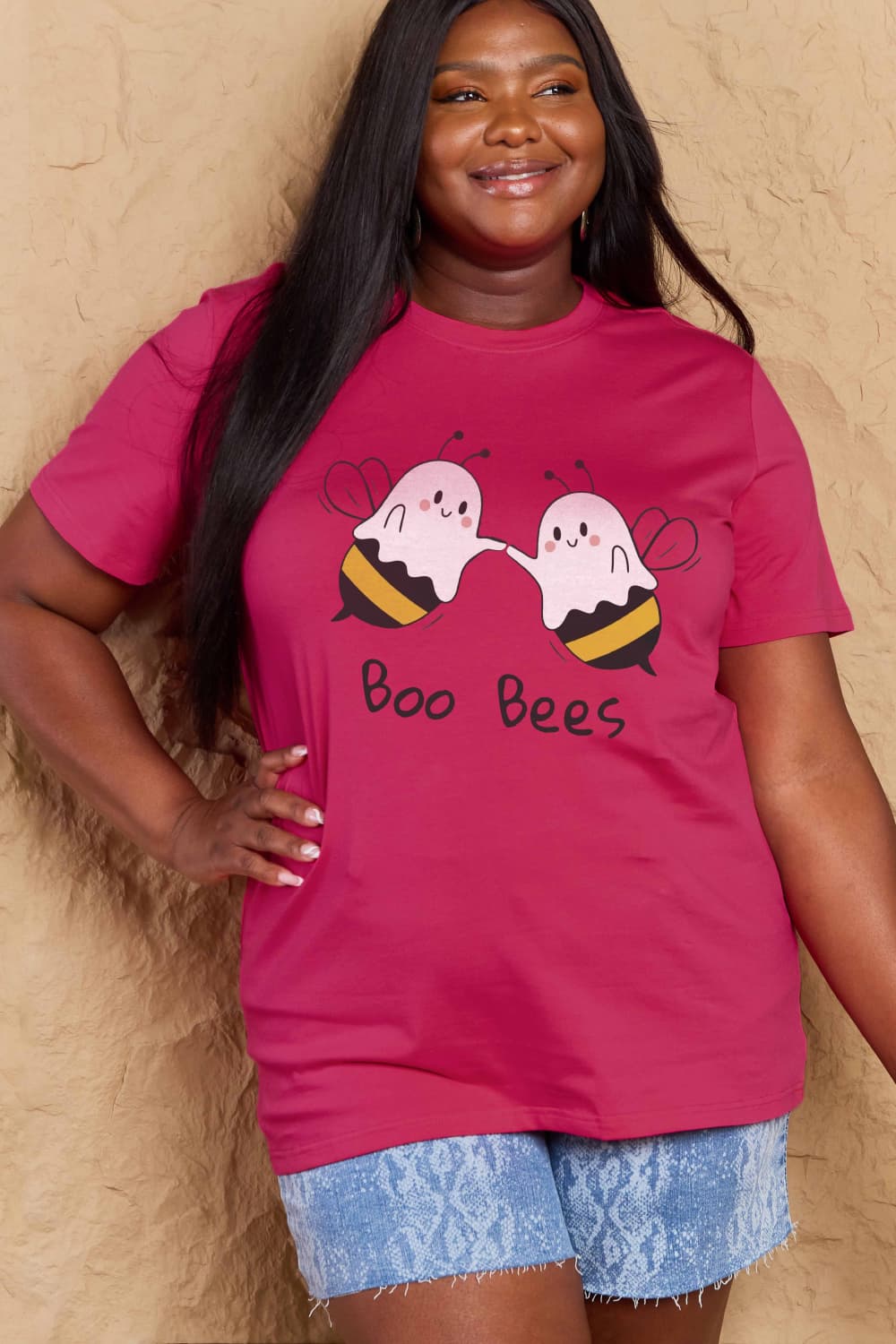 Simply Love Full Size Halloween BOO BEES Graphic Cotton T-Shirt