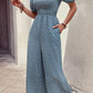 Printed Square Neck Jumpsuit with Pockets
