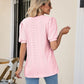 Full Size Eyelet Puff Sleeve V-Neck Top