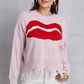Lip Fringe Round Neck Sweater
