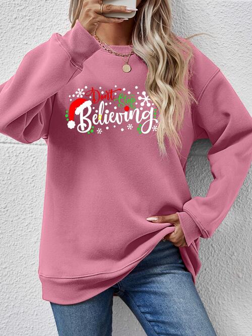 CHRISTMAS THEMED Letter Graphic Long Sleeve Sweatshirt