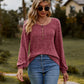 Full Size Round Neck Button-Down Long Sleeve Tee