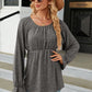 Round Neck Flounce Sleeve Blouse