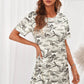 Camouflage Round Neck Short Sleeve Dress