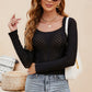 ZELDAMARIE Scoop Neck Long Sleeve Knit Top