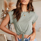 Full Size Tied Round Neck Crop Tee