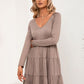 V-Neck Long Sleeve Tiered Dress