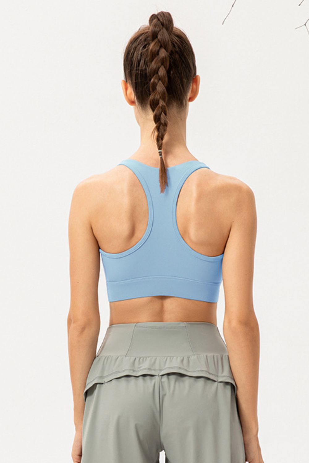 SO COMFY Zip-Up Round Neck Sports Bra