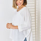 Zenana Full Size Waffle Knit V-Neck Long Sleeve Slit Top - Brand Zenana