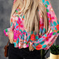 Floral Smocked Ruffled Balloon Sleeve Blouse