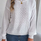 NotSoBasic Cable-Knit Round Neck Long Sleeve Sweater