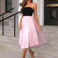 Pink-Black Two-Tone Spaghetti Strap Mesh Dress
