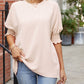 Full Size Round Neck Smocked Lantern Sleeve Blouse