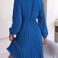 Women's Obsessed Tie Neck Balloon Sleeve Pleated Dress