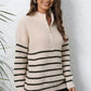 Mock Neck Long Sleeve Zip-Up Sweater