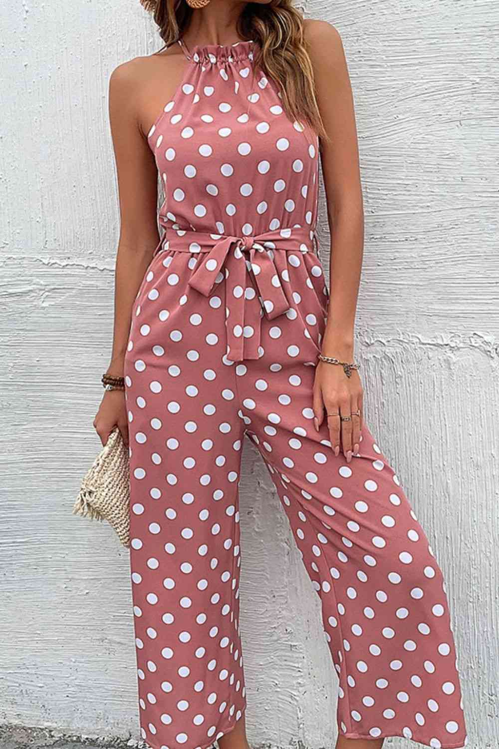 SavannahJayJumpers Polka Dot Grecian Wide Leg Jumpsuit