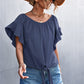 Women's Flutter Sleeve Tie-Front Blouse