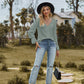 Full Size V-Neck Flounce Sleeve Blouse