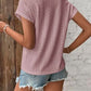 Eyelet V-Neck Short Sleeve T-Shirt