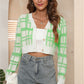 V-Neck Cropped Button-Up Cardigan