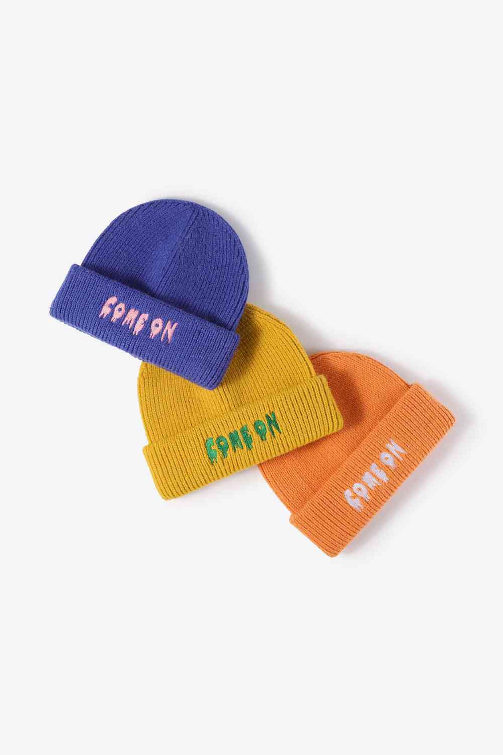 BeanieHatz COME ON Embroidered Cuff Knit Beanie