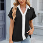 Eyelet Johnny Collar Short Sleeve T-Shirt