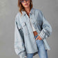Full Size Dropped Shoulder Raw Hem Jacket