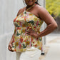 Be Stage Full Size Floral Halter Top in Green