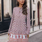 Printed Tie Neck Long Sleeve Dress