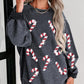Christmas Themed Sequin Candy Cane Round Neck Sweatshirt