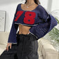 Contrast Patches Long Sleeve Cropped Knit Top