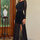 OhSoMaxi Black Semi-Sheer Slit Round Neck Dress