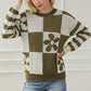 LoversLane Contrast Round Neck Long Sleeve Sweater