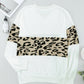 Chicie Leopard Drop Shoulder V-Neck Knit Top