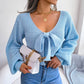 Malibu Dreams Tie-Front Rib-Knit Cropped Sweater