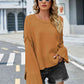 Round Neck Dropped Shoulder Slit Sweater