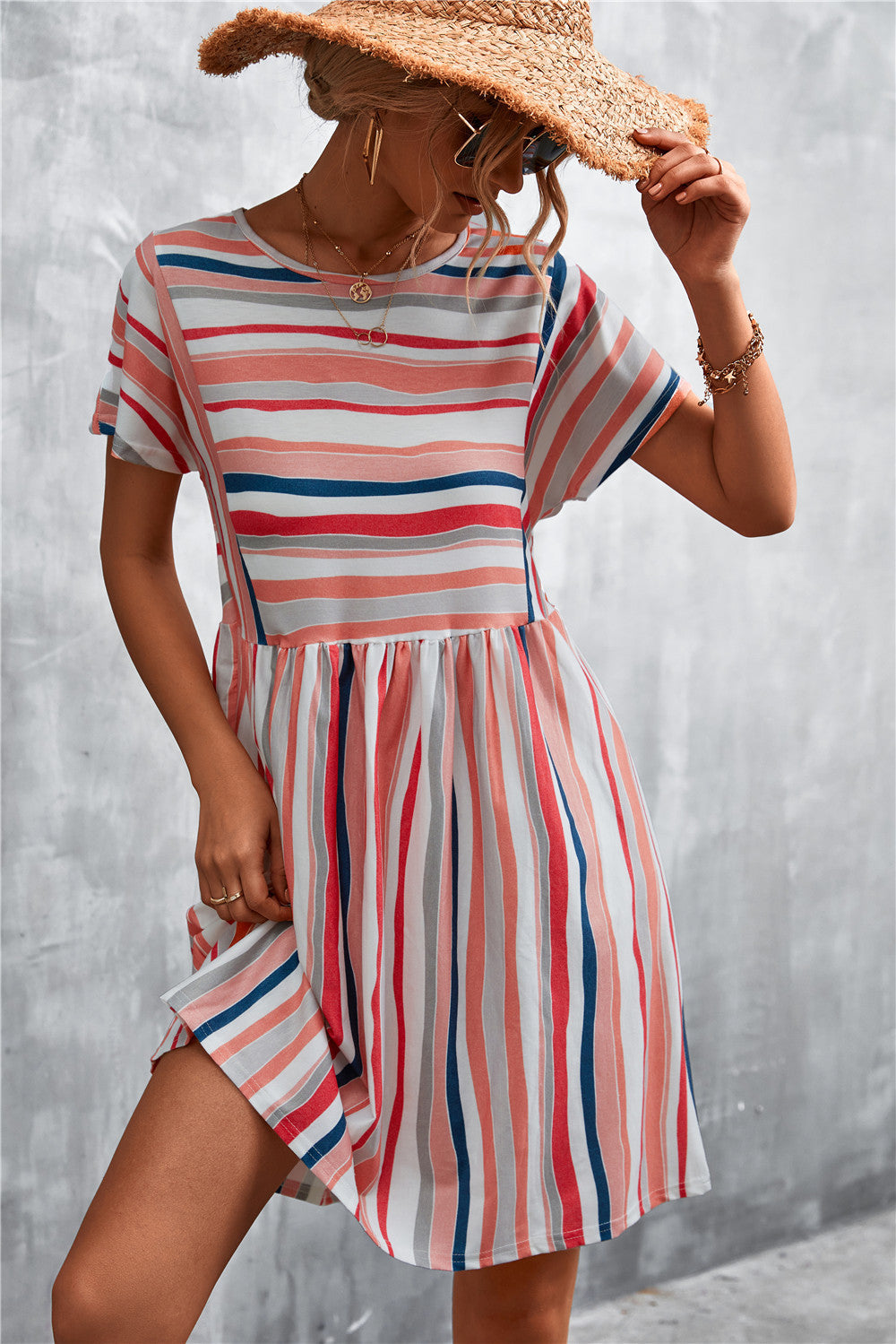 Women's Striped Round Neck Dress