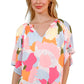 Women's Printed Notched Neck Half Sleeve Blouse