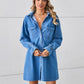 Pocketed Dropped Shoulder Mini Denim Dress