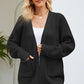 FULL SIZE Open Front Raglan Sleeve Pocketed Cardigan