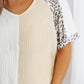 Women's Short Sleeved Leopard Color Block V-Neck Top