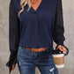 V-Neck Long Mesh Sleeve Top