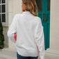 Two-Tone Collared Neck Dropped Shoulder Knit Top