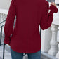 Eyelet Notched Flounce Sleeve Blouse