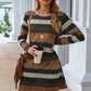 Women's Candida Striped Round Neck Long Sleeve Dress