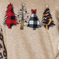 CHRISTMAS THEMED Christmas Tree Graphic Striped Tan Long Sleeve Sweatshirt