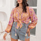 Women's Jasira Plus Size Tie Neck Tassel Printed Blouse
