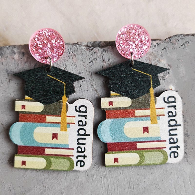 LITTLE GIRLS & TEEN School Theme Wooden Dangle Earrings