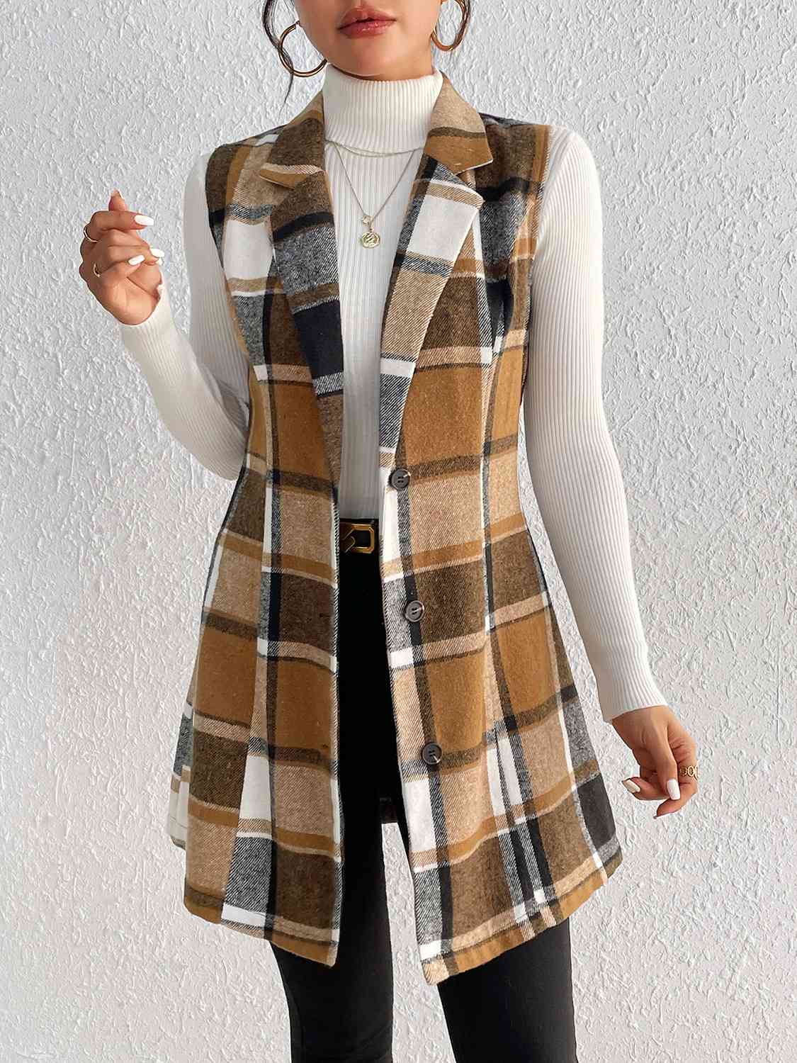 Savannah Mea Plaid Lapel Collar Vest